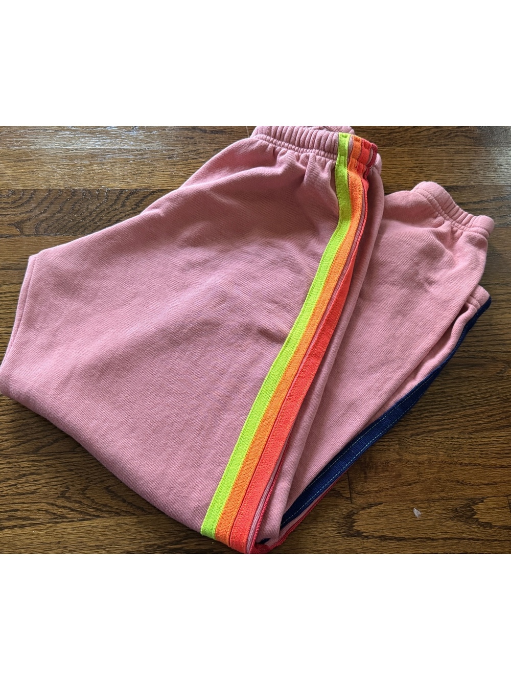 Aviator Nation 5 Stripe Pink Neon Rainbow Joggers XS